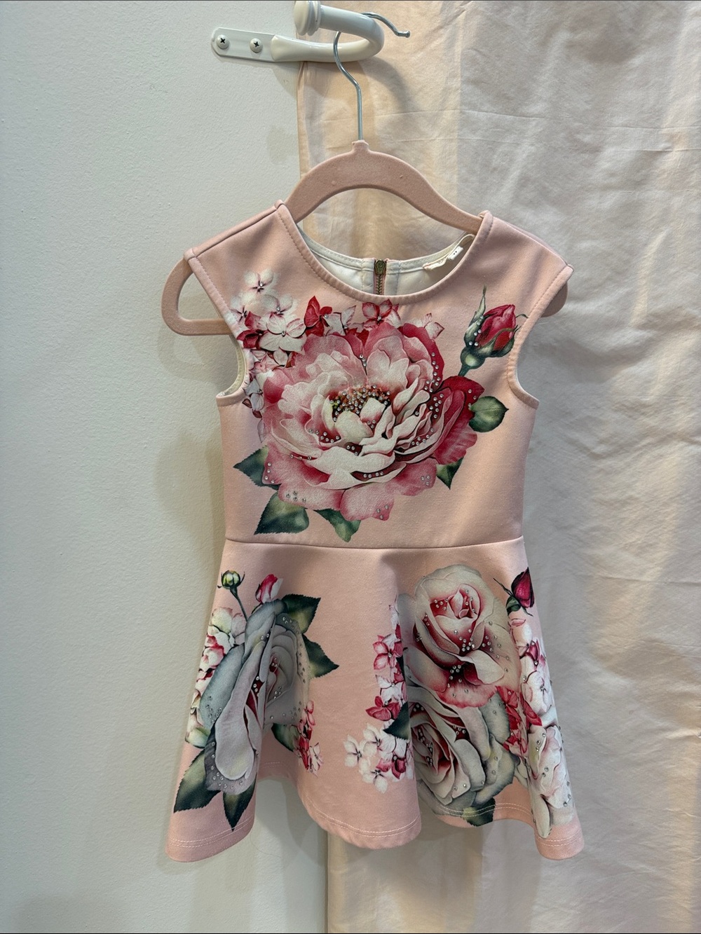 Girls Floral Cap-Sleeve Pink Fit & Flare Dress